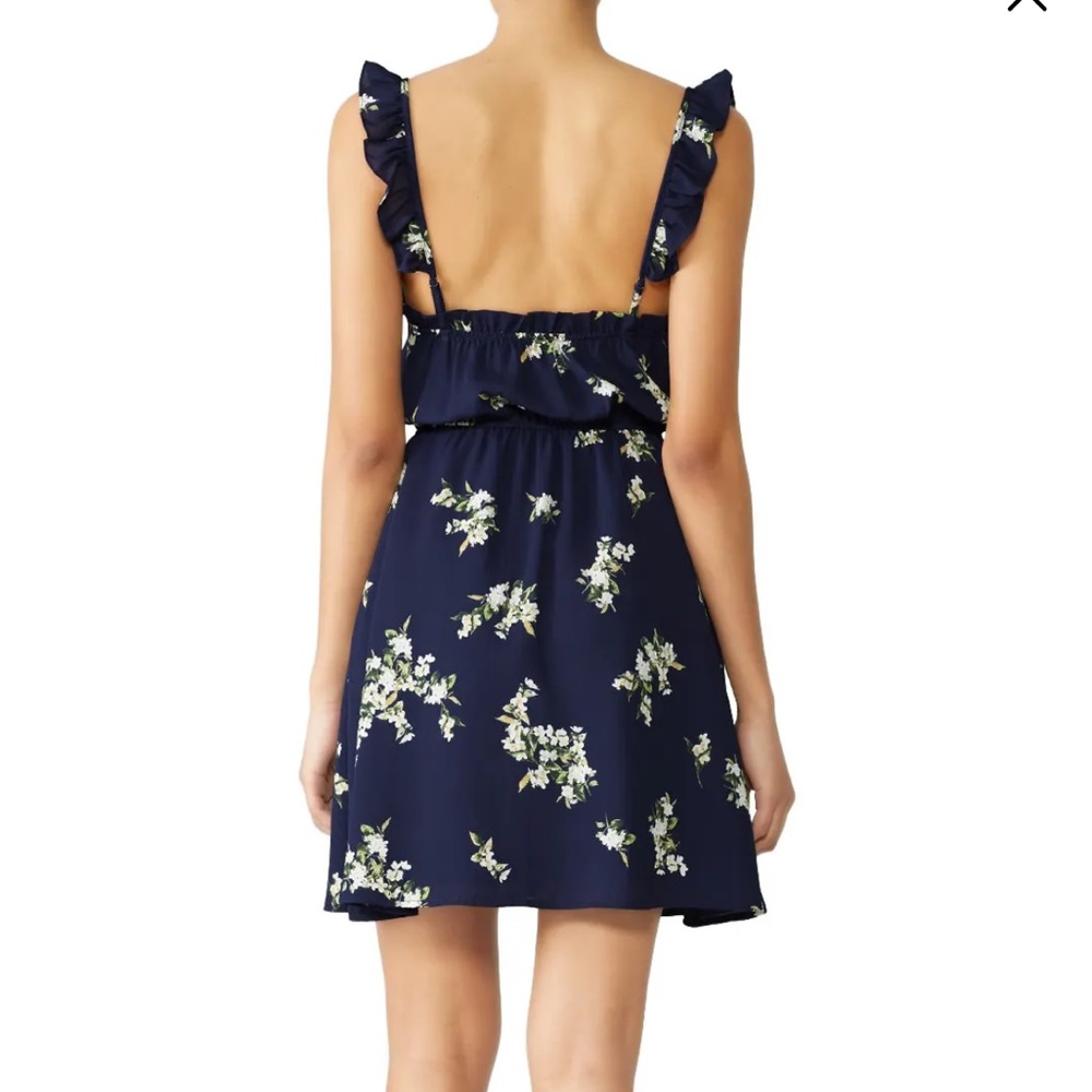 Spring Navy floral sundress with ruffle sleeves - Picture 3 of 9